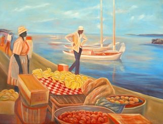 Artist: Arnold Grace Jr - Title: Seaside Market - Medium: Oil Painting - Year: 1994