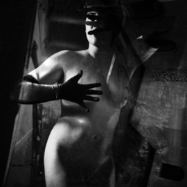 Corrie Ancone: 'La Femme', 2012 Black and White Photograph, nudes. Artist Description:  photographic overlay  manipulation photographic overlaynude figurative grey yellow ...