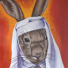 Michelle Waters: 'Bunny Nun', 2008 Acrylic Painting, Animals. Artist Description:  Bunny Nun ...