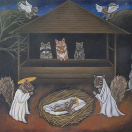 Michelle Waters: 'Forest Nativity', 2008 Acrylic Painting, Satire. 