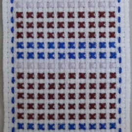 Courtney Cook: 'miniature geometric 12', 2017 Textile Art, Geometric. Artist Description: This textile piece uses a simple geometric pattern in different colours. ...