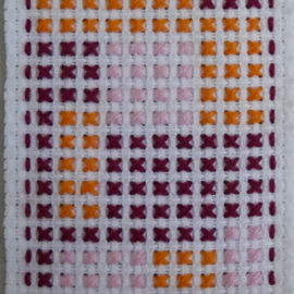 Courtney Cook: 'miniature geometric 5', 2017 Textile Art, Geometric. Artist Description: A cute textile piece using a soft pink, striking orange and gorgeous maroon. ...
