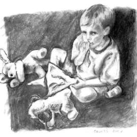 Lisa Counts: 'Waitin for Sis', 2002 Pencil Drawing, Children. Artist Description: Pencil on Paper.Private Collection....
