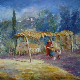 Cecilia Revol Nunez: 'EN EL CAMINO ', 2013 Oil Painting, Landscape. Artist Description:                                                                  Figurative Painting of North of Argentina, its people and customs. Oil on canvas with painting knife.                                                                 ...