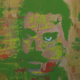 Crina Iancau: 'In Shades Of Green', 2015 Oil Painting, Portrait. Artist Description:   portrait, man, Art deco, abstract, music   ...