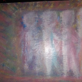 Crystal Harrington: 'into the light', 2021 Acrylic Painting, Abstract Figurative. Artist Description: Ghostly images of people moving toward a light...