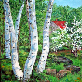 David Cuffari: 'birch trees', 2005 Acrylic Painting, Landscape. 