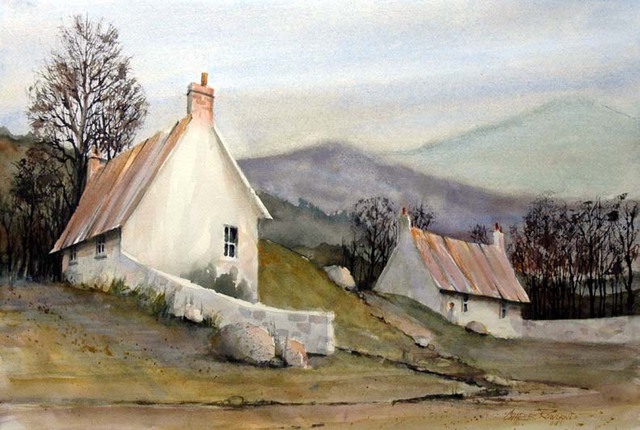 Charles Rowland  'Devonshire Cottages', created in 2008, Original Watercolor.