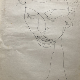 Bryan Mcfarland: 'beauty', 1996 Pen Drawing, Abstract Figurative. Artist Description: Blind contour sletch drawing in pen. ...