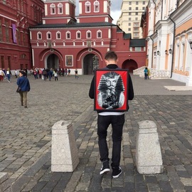 Ilia Sokolov: 'pharaon of the soviet union', 2017 Mixed Media, Political. Artist Description: the artist, Ilia Sokolov , wears his pictures on his back. his work is not tied to galleries. the project is social and long- lasting. He travels with them to different cities and countries, saying that creativity should be free and accessible to all. is proud of the fact ...