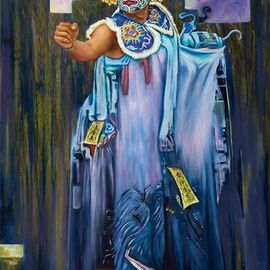  Jian Yu Jhuang: 'armed guard', 2015 Oil Painting, Celebrity. Artist Description: He stood up and crouched, and fenced with his hand .Until the end we will defend our one and only God. ...