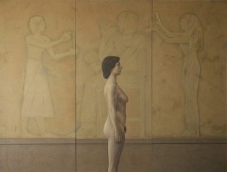 Bozidar Damjanovski: 'Memory for Egypt 1', 1980 Oil Painting, undecided. 
