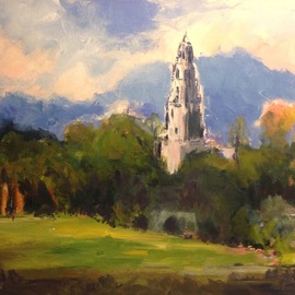 Daniel Clarke: 'california tower balboa park', 2017 Acrylic Painting, Landscape. Artist Description: California Tower in Balboa Park on a gorgeous sunny afternoon.  This is one of the more spectacular scenes in the Park.  Very inspired to do this one   Acrylic on board...