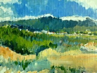 Daniel Clarke: 'near redlands ca', 2018 Acrylic Painting, Landscape. Near Redlands California the winter snow glistens on the mountaintops as we gaze into this Vista of lovely bucolic memories.Acrylic on canvas board. ...
