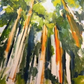 Daniel Clarke: 'pamplin grove ca', 2018 Acrylic Painting, Landscape. Artist Description: The redwood is the glory of the Coast Range. It extends along the western slope, in a nearly continuous belt about ten miles wide, from beyond the Oregon boundary to the south of Santa Cruz, a distance of nearly four hundred miles, and in massive, sustained grandeur and ...