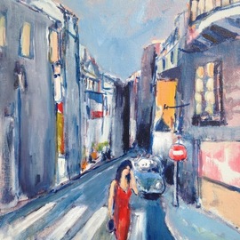 Daniel Clarke: 'summer evening paris', 2018 Acrylic Painting, Landscape. Artist Description:  Happiness is. . . .Walking the streets of Paris   breathing in the magical scents of the boulangeries on the winter air.  I replied  Happiness is. . . .Walking in the rain at sunrise sunset noontimeanytime rain snow or shinewhen love two paired hearts entwines in love time divine. ...