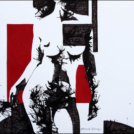 Daniela Huhurez: 'Nude', 2008 Pen Drawing, nudes. Artist Description:  ink on paper ...