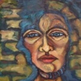 Daniela Isache: 'The Woman with Stone Hair ', 2019 Oil Painting, Expressionism. Artist Description:  Expressionist portrait of a woman. ...