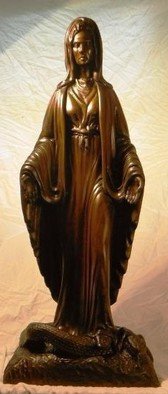 Daniel Patterson: 'Mother Mary', 2016 Wood Sculpture, Religious.  mother mary standing on a snake  hand carved from solid walnut finished with minwax stain and carnauba wax ...