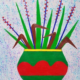 Danny Hollenbaugh: 'purple rain', 2020 Mixed Media, Abstract Figurative. Artist Description: My version of wildflowers in a vase. ...