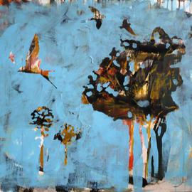 Dariya Afanaseva: 'Swallows flying low before the rain', 2011 Acrylic Painting, Abstract Landscape. Artist Description:  canvas/ acrylic 60cm x 70cm 2011 ...