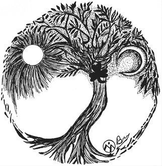 Bryn Reynolds: 'tree of gobraugh', 2018 Ink Drawing, Trees. The Tree of GoBraugh has been a popular piece in my  Trees Of. . . . .  series. This Hand- Drawn Original Pen   Ink Artwork would look amazing on your wall and is a sure conversation starter   treeoflife  trees  tree  penandink  pen ink nature  outside  outdoorgifts  rusticart  artoftheday  mountainart  rustic  decor  walldecor  artforyourwalls shamrock ...
