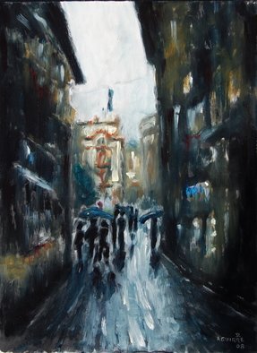 Artist: David Rocky Aguirre - Title: Venice dark alley - Medium: Oil Painting - Year: 2008