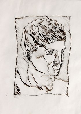 David Rocky Aguirre: 'ink statue1', 1997 Pen Drawing, Figurative.   India ink drawing on paper.  ...
