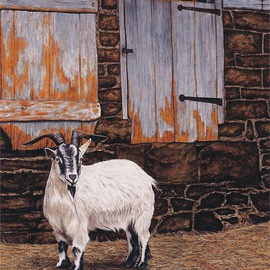 David Larkins: 'Bebe the Goat', 2001 Watercolor, Animals. Artist Description: Bebe the Goat was conceived from my wife' s love of animals. She always talks fondly of her childhood memories growing up on a farm in Maybee Michigan. This painting is a tribute to her love of life and our family name for her, Bebe.The size noted ...