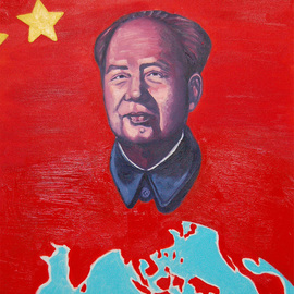 Winnie Davies: 'Red Chip Stock Market', 2006 Acrylic Painting, Cityscape. Artist Description:  The image of Chairman Mao had been repeating glamorously portrayed with ultimate realistic style in order to reach its propaganda political agenda during Mao's era. In fact, artists in China were only allowed to paint Mao's propaganda paintings exclusively in order to survive. After the open- ...