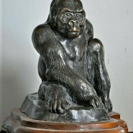 Vincent Von Frese: 'mountian gorilla', 1996 Bronze Sculpture, Animals. Artist Description: Made forth Dian Fossy Gorilla fund for fund raising efforts. ...