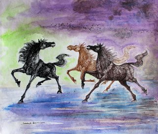 Debabrata Biswas: 'galloping horses 56', 2016 Mixed Media, Animals.                   Capturing a moment of life is an artistaEURtms ageless quest. I try to establish the fundamentals of space and unifying this dire necessecity in my work. I derive inspiration from my immediate surroundings, so my subjects are always nature, animal and human. I intend to portray them expressively through...