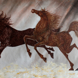 Debabrata Biswas: 'galloping horses 57', 2016 Mixed Media, Animals. Artist Description:                   Capturing a moment of life is an artistaEURtms ageless quest. I try to establish the fundamentals of space and unifying this dire necessecity in my work. I derive inspiration from my immediate surroundings, so my subjects are always nature, animal and human. I intend to portray them ...