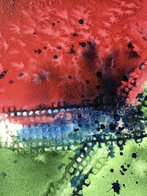 Deb Babcock: 'Carefree Summer', 2016 Watercolor, Abstract. Artist Description:  The rich color and texture in this watercolor abstract painting is perfect for an office wall or cubicle art. This watermelon red pink and green painting is an original abstract landscape watercolor painting that brings together the love of color and texture with the feel of a carefree ...
