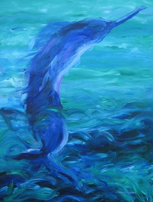 Debra Cortese: 'Ocean Blue Sea Spirit', 2005 Acrylic Painting, Fish. Inspired by the International Billfish competition in Miami, this acrylic painting features the sea greens, blues and energy of a soaring billfish as it skillfully taunts its would be captors.  ...