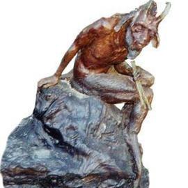 Devi Delavie: 'Seated Pan', 1984 Bronze Sculpture, Mythology. Artist Description: Pan or Bachus, he is the guardian of the forest and master of afternoon delights...