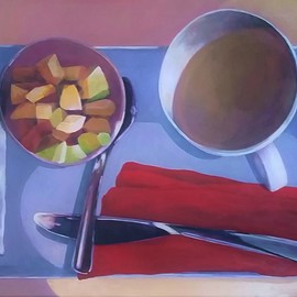 Denise Dalzell: 'Breakfast East of Greenland', 2016 Acrylic Painting, Representational. Artist Description: painting, breakfast east of greenland, illustration, espressionism, pop art, modern, realism...