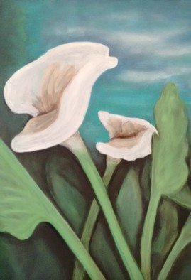 Denise Seyhun: 'white calla lillies', 2017 Oil Painting, Floral. Floral, flowers, lillies, calla lilies, white flowers...