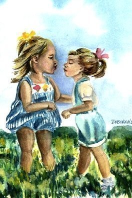 Artist: Deborah Paige Jackson - Title: a kiss for a friend - Medium: Watercolor - Year: 2000