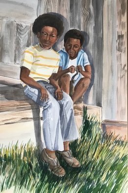 Artist: Deborah Paige Jackson - Title: mississippi boys - Medium: Watercolor - Year: 2000