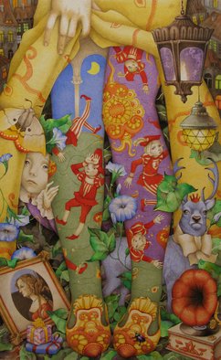 Tanya  Deshkovets: 'stockings', 2017 Watercolor, Surrealism. Original, children, stockings. ...