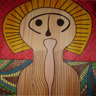 Despo Ioannidou: 'spiritual figure 2', 2016 Metalsmith, undecided.  drawing on wood using markers, gel pens and pencils. ...
