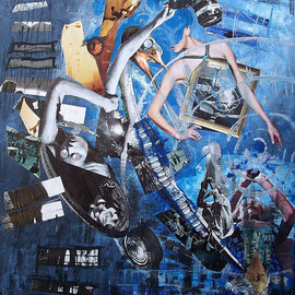 K Van Zwol: 'Spine', 2008 Mixed Media, Spiritual. Artist Description:  Acrylic on canvas with photomontage ...