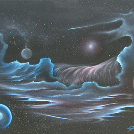 David Gazda: 'Celestial Wave', 2007 Oil Painting, Visionary. Artist Description: 22h x 30w original oil on canvas, ready to hang with hanging clip ( provided) - painting can be shipped with Black Metal Frame ready to hang for an additional $50 - please advise @ checkout if you elect this option, otherwise painting will be shipped with hanging clip only . . . artist david ...