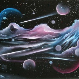 David Gazda: 'High Tide', 2010 Oil Painting, Visionary. Artist Description:      24 w x 20 h  visionary  space art, original oil painting on stretched canvas. . . ready to hang with hanging clip ( provided) - painting can be shipped with Black Metal Frame ready to hang for an additional $40- please advise @ checkout if you elect this option, otherwise painting will be ...