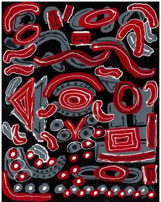 Artist: Diane Oliver - Title: Red Gray Black White - Medium: Acrylic Painting - Year: 2009