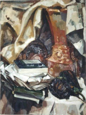Artist: Dina Elsayed Imam - Title: still life with egg plant - Medium: Oil Painting - Year: 2003