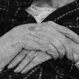 Dion Mcinnis: 'Aunt Elynors Hands', 2002 Black and White Photograph, Other. Artist Description:  My 90- year old aunt' s hands.  Print comes moutned in mat window. ...