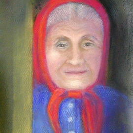 Dorothy Okray: 'Babushka', 2008 Pastel, Portrait. Artist Description:  She opened the door and I knew I wanted to paint her.  This typical European grandmother from a past century is still alive!   ...