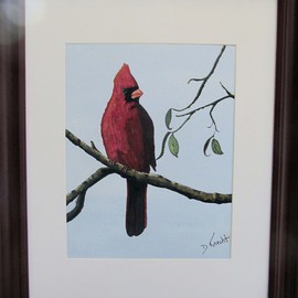 Debra Knecht: 'Cardinal', 2014 Acrylic Painting, Birds. Artist Description:  Cardinal. Bird, Red, Trees ...